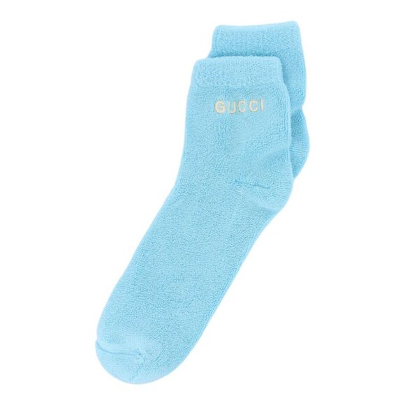 NWT GUCCI WOMENS LOGO FUZZY ANKLE SOCKS SZ L